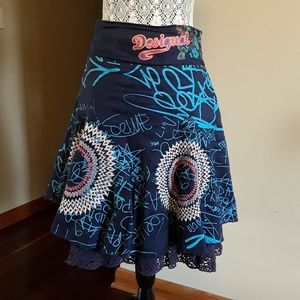 Desigual '5000' Blue whispers skirt, Size 6